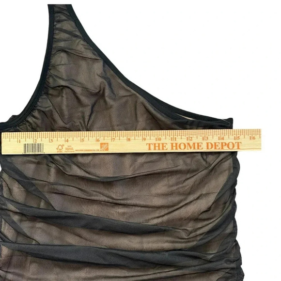 NWT Torrid Ruched Mesh One Shoulder Contrast Lining Top- Black 00 NWT - Picture 7 of 11